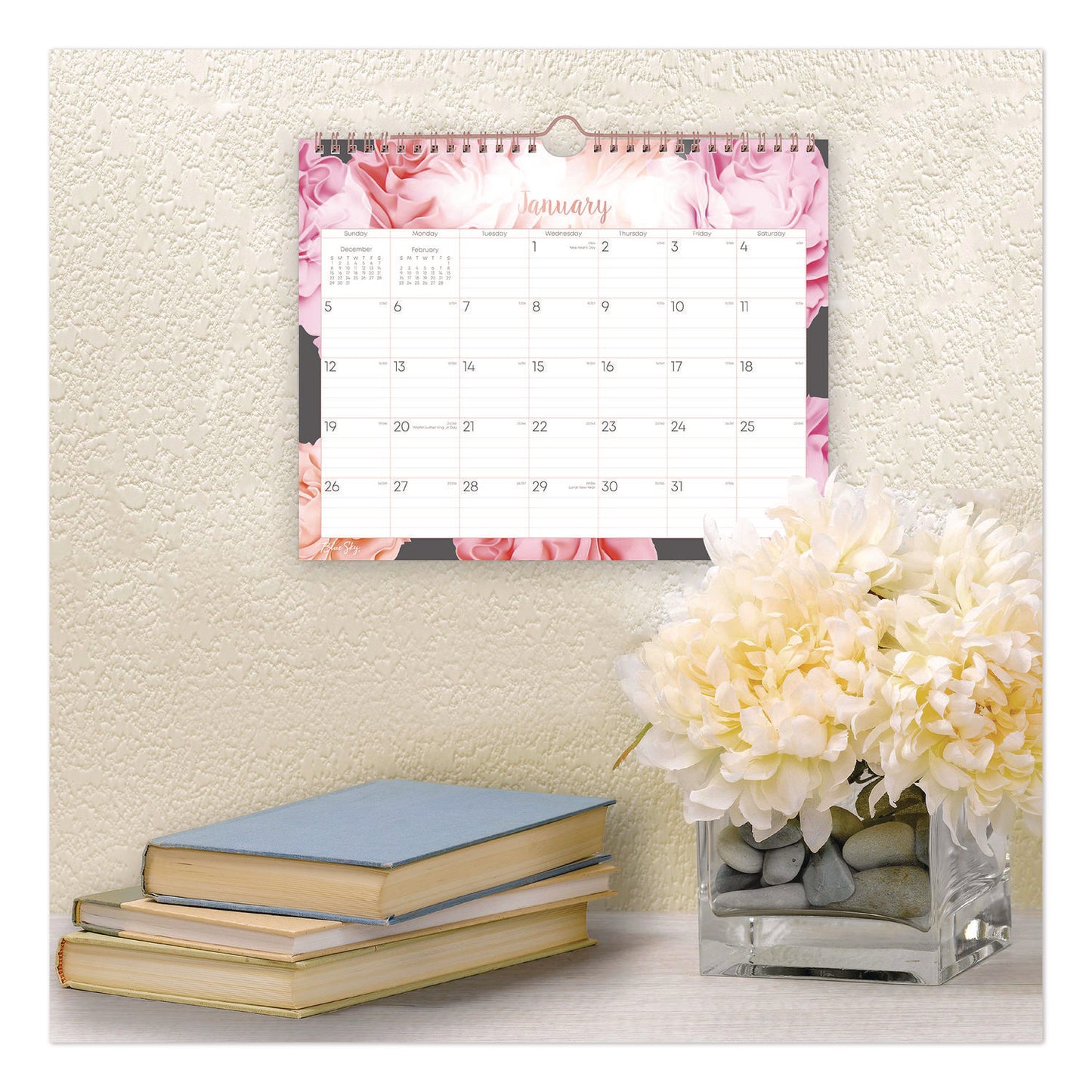 Blue Sky® Joselyn Monthly Wall Calendar, Floral Artwork, 11 x 8.75, White/Multicolor Sheets, 12-Month (Jan to Dec): 2026 (BLS147480)