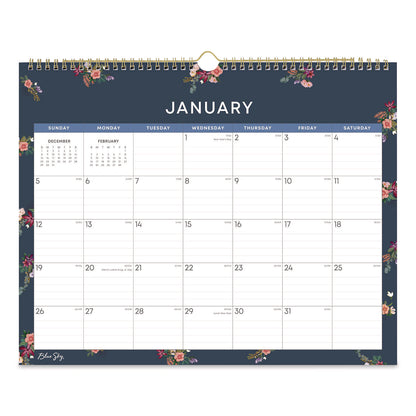 Blue Sky® Ashlyn Monthly Wall Calendar, Floral Artwork, 15 x 12, White/Blue/Pink Sheets, 12-Month (Jan to Dec): 2026 (BLS148617)