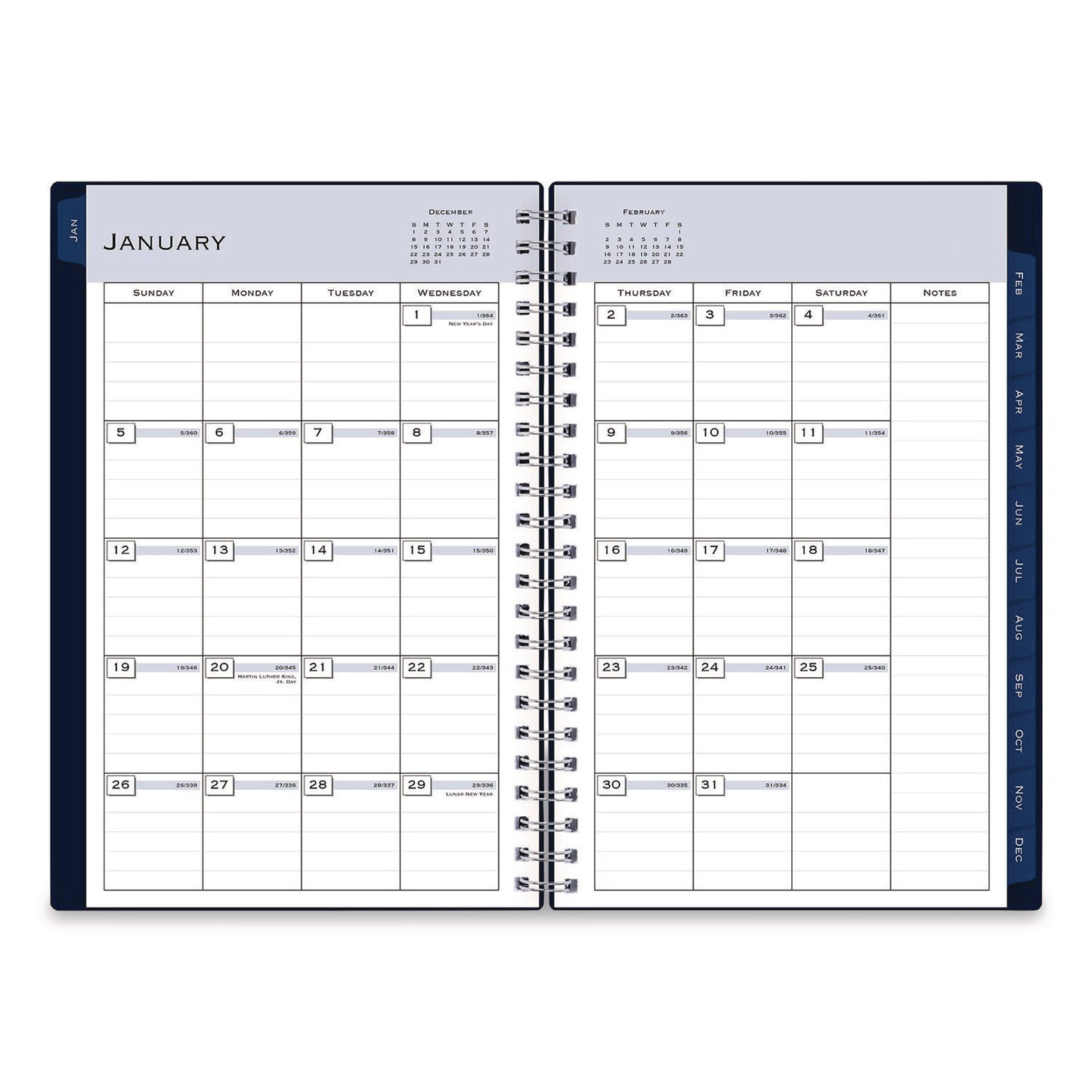 Blue Sky® Passages Weekly/Monthly Planner, 8 x 5, Navy Cover, 12-Month (Jan to Dec): 2026 (BLS148657)