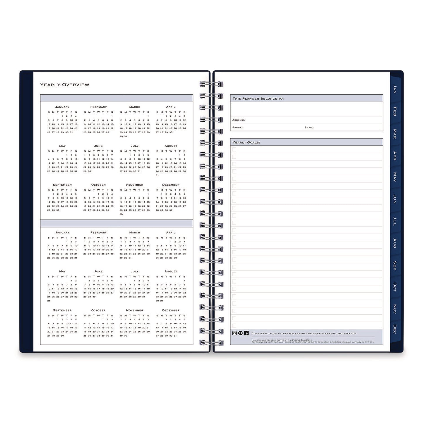 Blue Sky® Passages Weekly/Monthly Planner, 8 x 5, Navy Cover, 12-Month (Jan to Dec): 2026 (BLS148657)