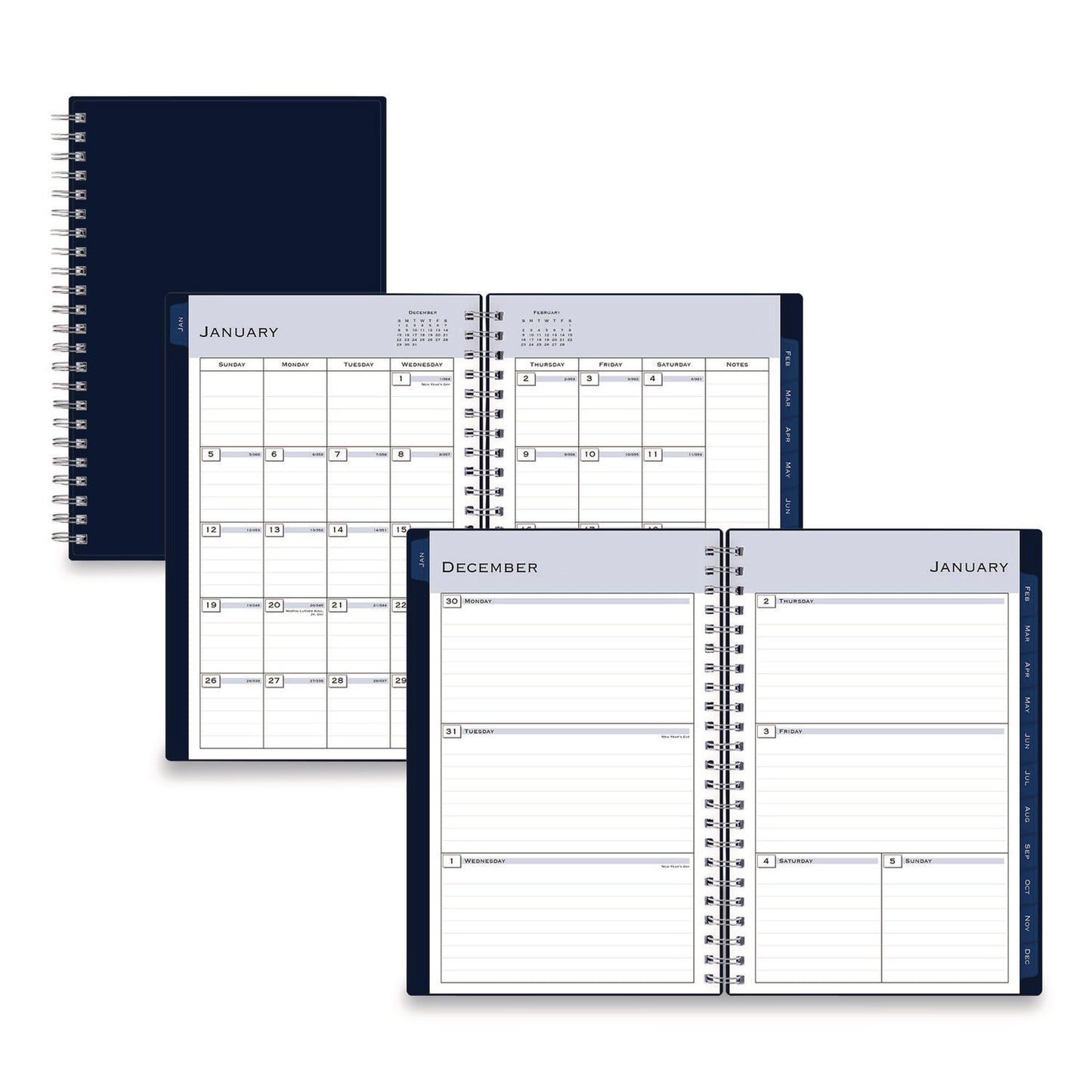 Blue Sky® Passages Weekly/Monthly Planner, 8 x 5, Navy Cover, 12-Month (Jan to Dec): 2026 (BLS148657)