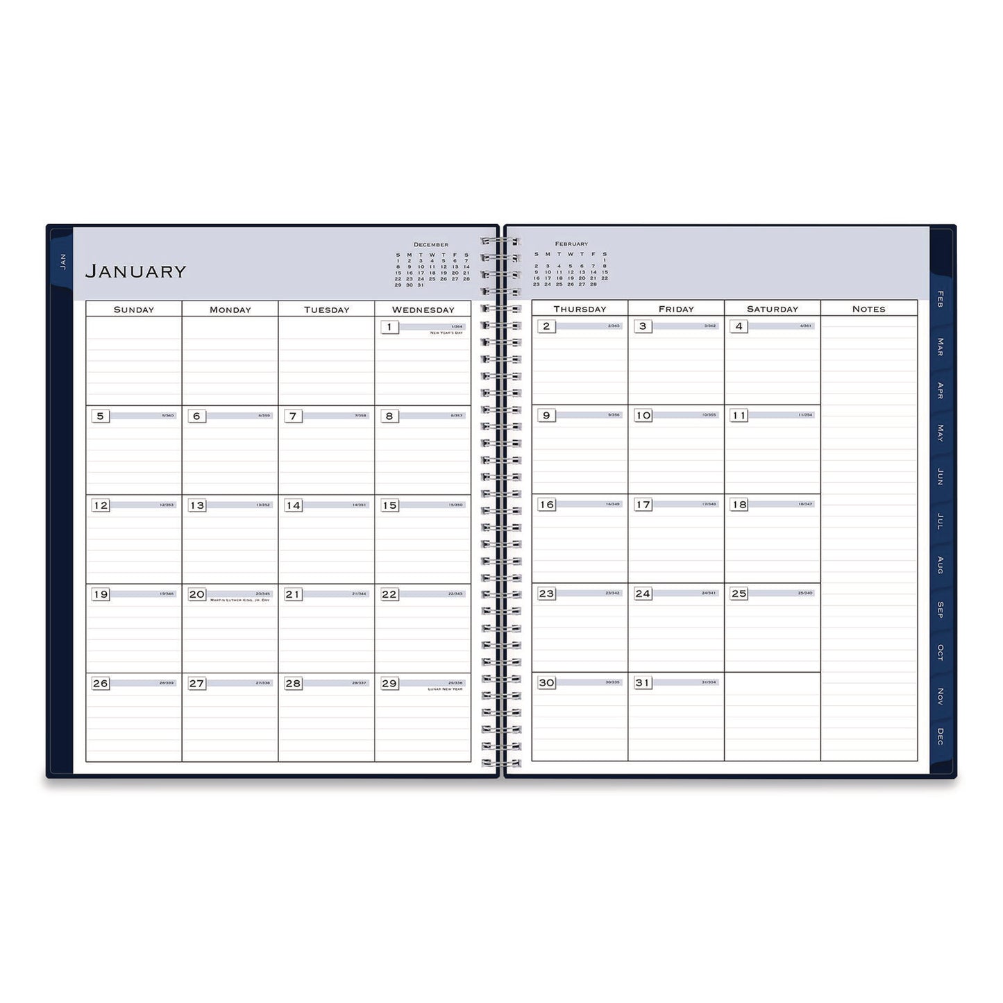 Blue Sky® Passages Weekly/Monthly Planner, 11 x 8.5, Navy Cover, 12-Month (Jan to Dec): 2026 (BLS148659)