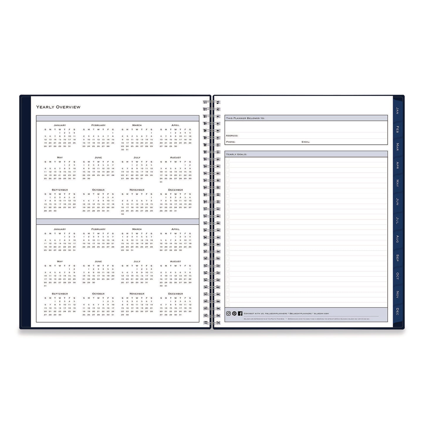 Blue Sky® Passages Weekly/Monthly Planner, 11 x 8.5, Navy Cover, 12-Month (Jan to Dec): 2026 (BLS148659)