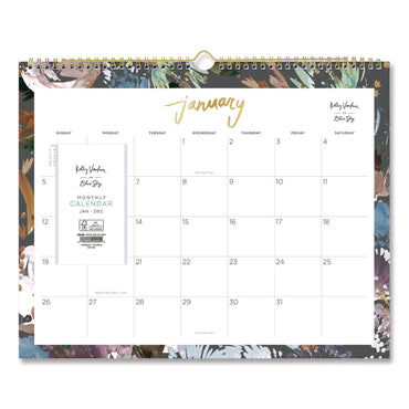 Blue Sky® Midnight Garden Monthly Wall Calendar, 15 x 12, Floral Artwork, White/Multicolor Sheets, 12-Month (Jan to Dec): 2026 (BLS149058)