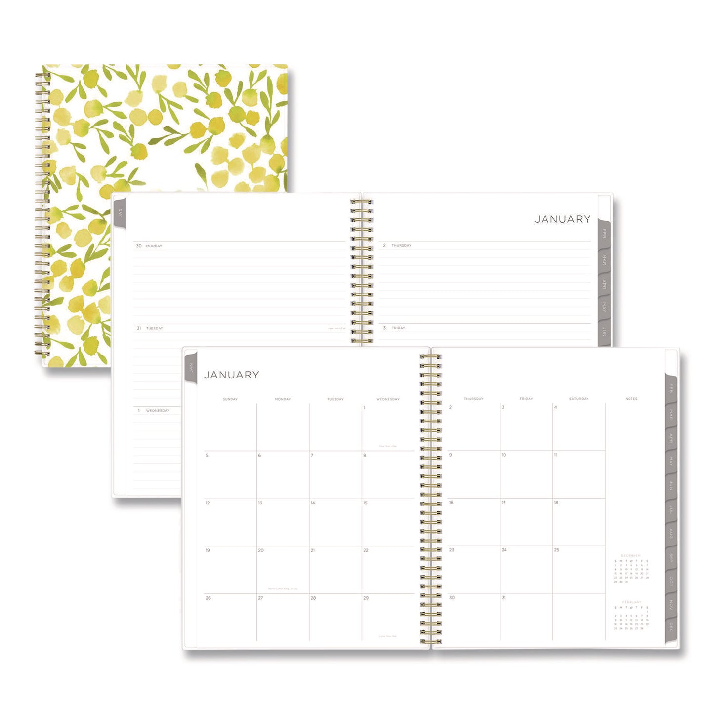 Blue Sky® Mimosa Weekly/Monthly Planner, 11 x 8.5, Floral Artwork, Yellow/Green/White Cover, 12-Month (Jan to Dec): 2026 (BLS149059)