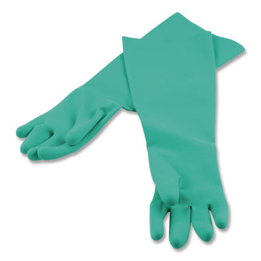 San Jamar® Nitrile Dishwashing Gloves, 21" Long, Large, Green, Pair (SJM19NUL)