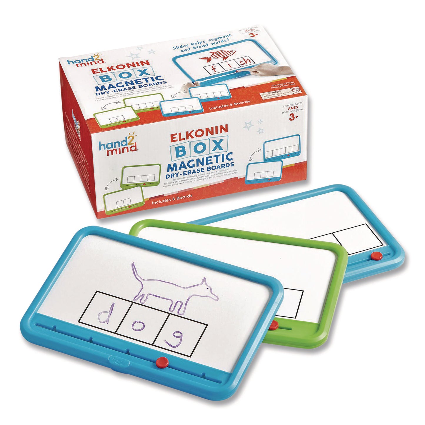 Learning Resources® ELKONIN Box Magnetic Dry Erase Board Set, 11.4 x 5, White Surface, 8 Boards (HDM94476)