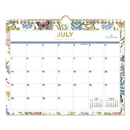 Blue Sky® Day Designer Flutter Academic Year Wall Calendar, Butterfly Floral Artwork, 11 x 8.75, 12-Month (July to June): 2025 to 2026 (BLS136694)