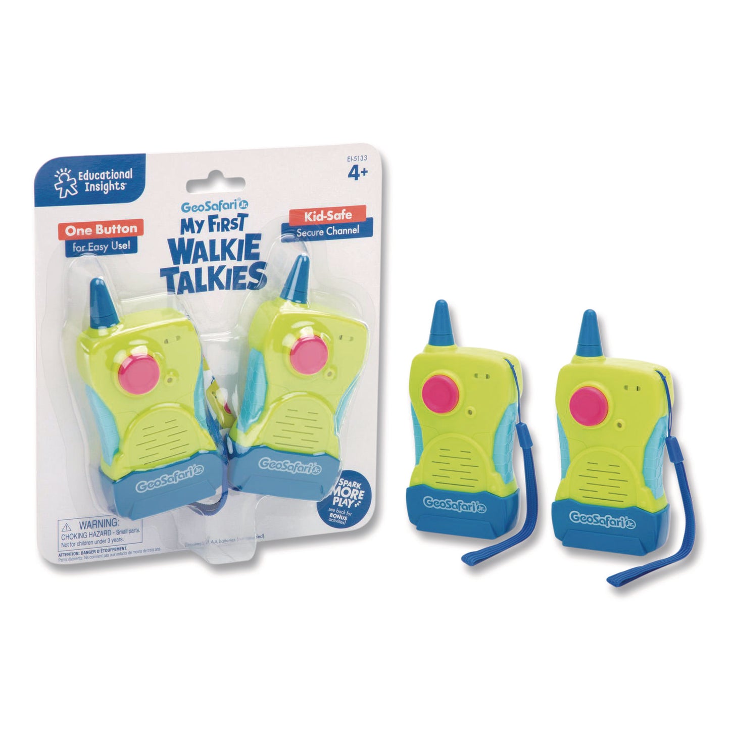 Educational Insights® My First Walkie Talkies, Range: 300 ft, 8.9 x 7 x 1.2, Multicolor, 2 Walkie Talkies (EII5133)