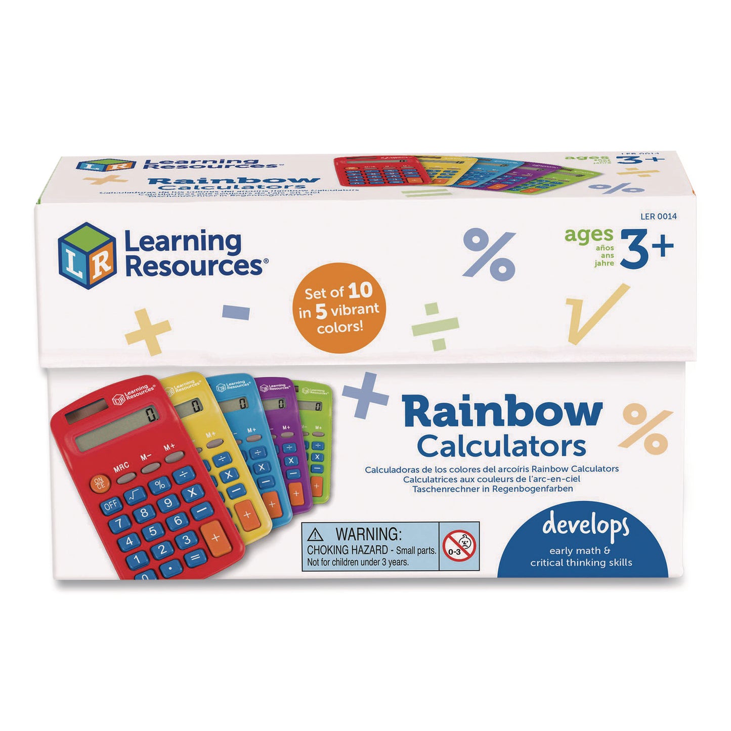 Learning Resources® Rainbow Calculators, 8-Digit, LCD, 10 Calculators (LRNLER0014)