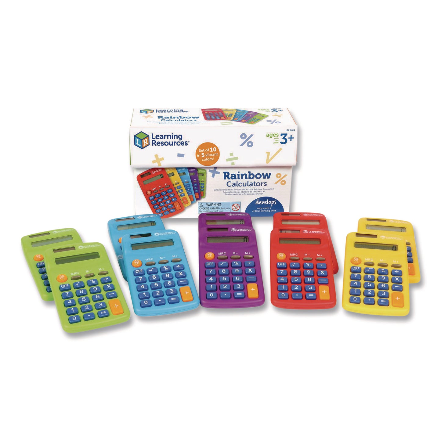 Learning Resources® Rainbow Calculators, 8-Digit, LCD, 10 Calculators (LRNLER0014)