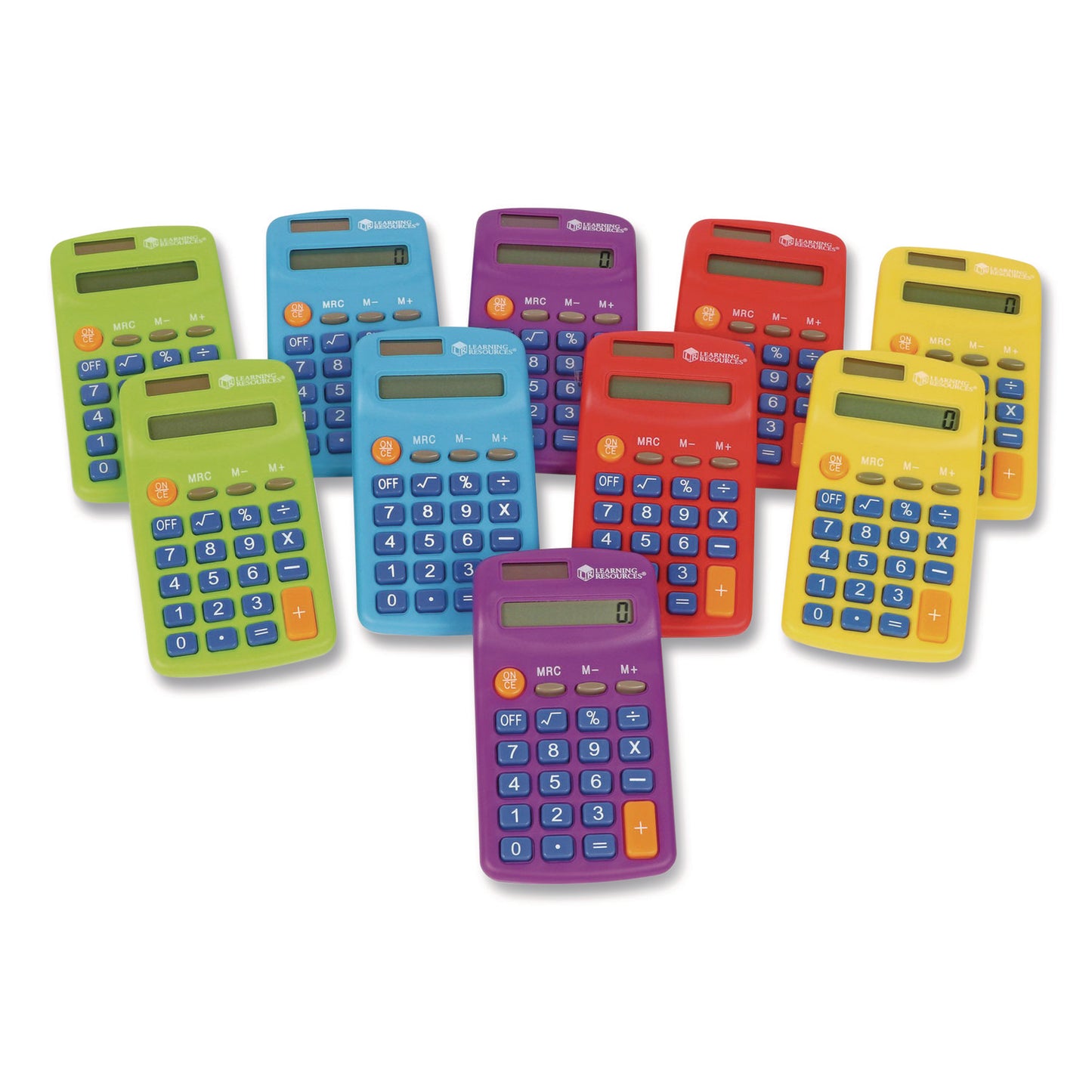 Learning Resources® Rainbow Calculators and Storage Chart, 8-Digit, LCD, 30 Calculators (LRNLER0009)