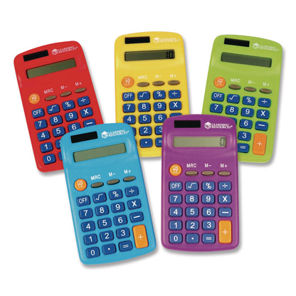 Learning Resources® Rainbow Calculators and Storage Chart, 8-Digit, LCD, 30 Calculators (LRNLER0009)