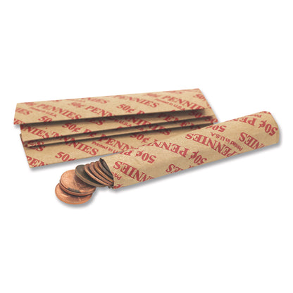 Dunbar Security Products Flat Coin Wrappers, Pennies, Red, 1,000/Box (DBR50PFL)