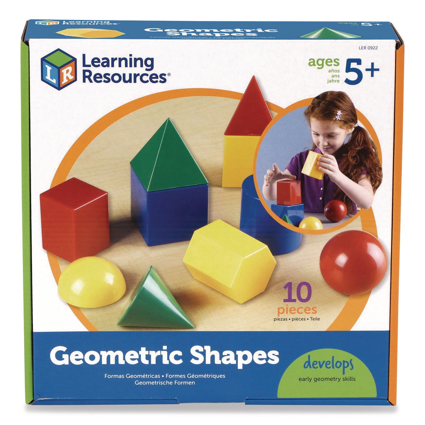 Learning Resources® Large Geometric Shapes, Grades K to 5, 10 Pieces (LRNLER0922)