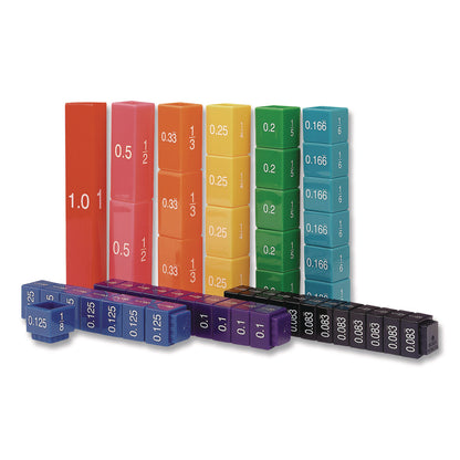Learning Resources® Fraction Tower Equivalency Cubes, Nine Sizes, Grades 1 to 4, 51 Pieces (LRNLER2509)
