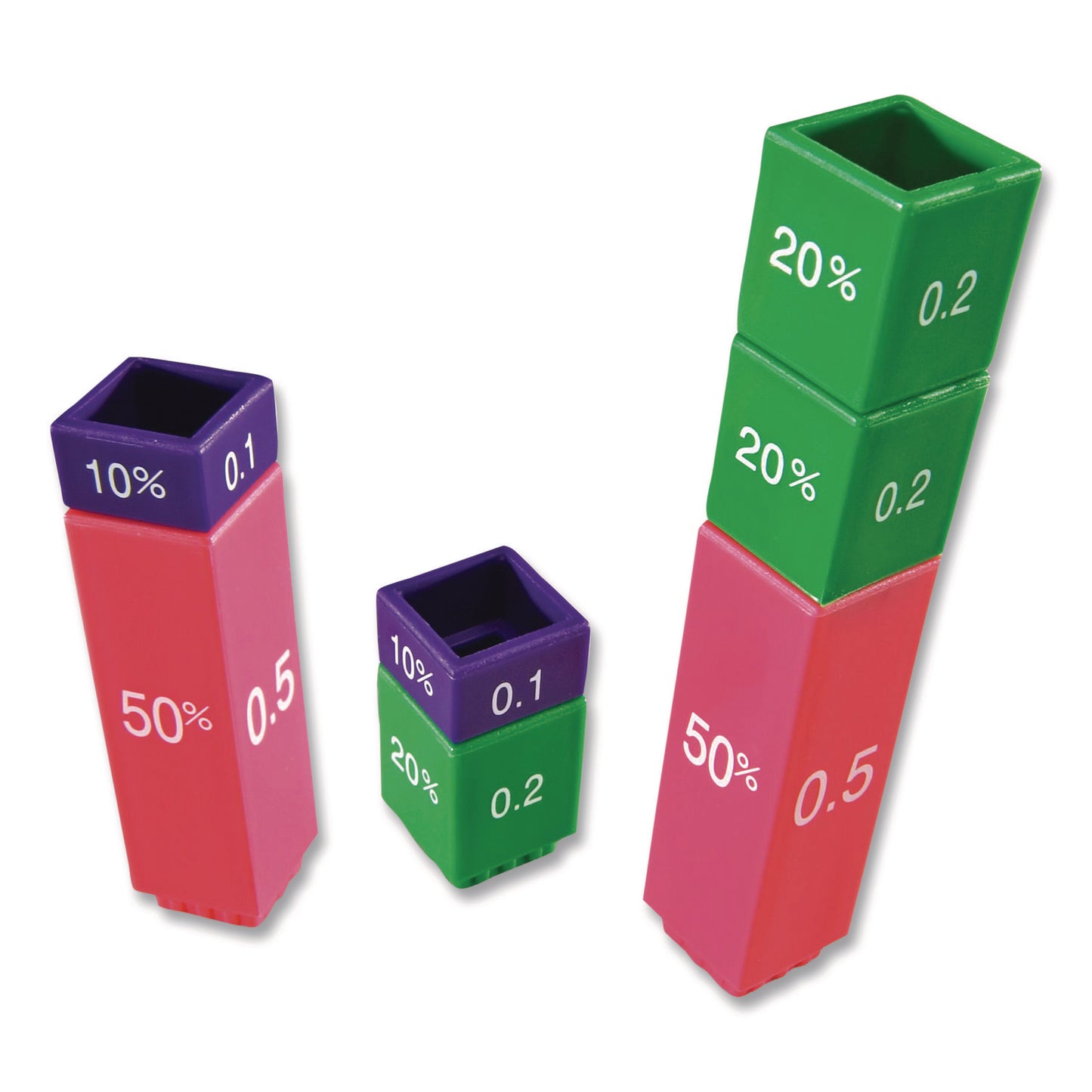 Learning Resources® Fraction Tower Equivalency Cubes, Nine Sizes, Grades 1 to 4, 51 Pieces (LRNLER2509)