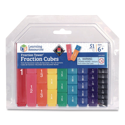 Learning Resources® Fraction Tower Fraction Cubes, Grades 1 to 4, 51 Pieces (LRNLER2510)
