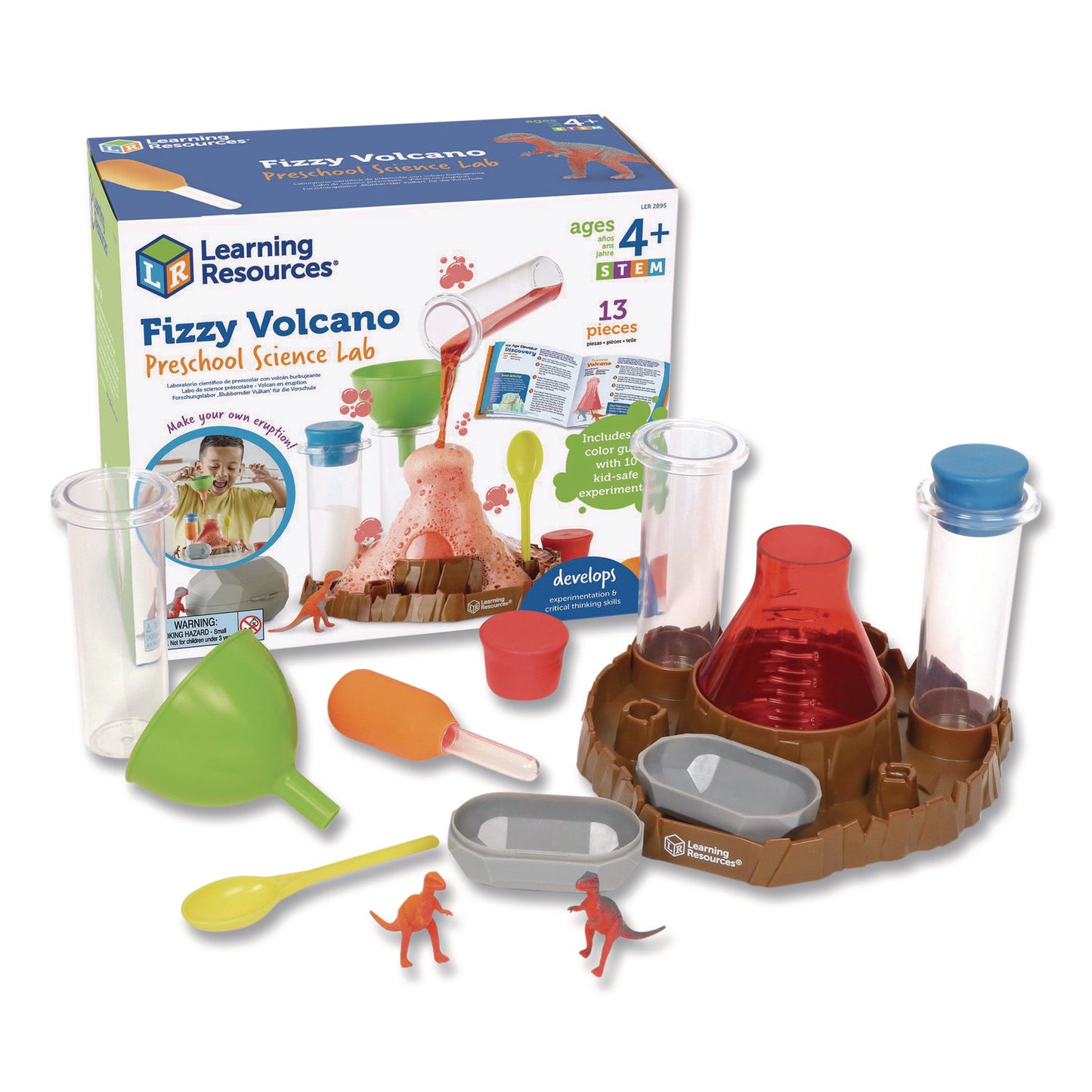 Learning Resources® Fizzy Volcano Preschool Science Lab, Grades Pre-K to 2, 13 Pieces (LRNLER2895)