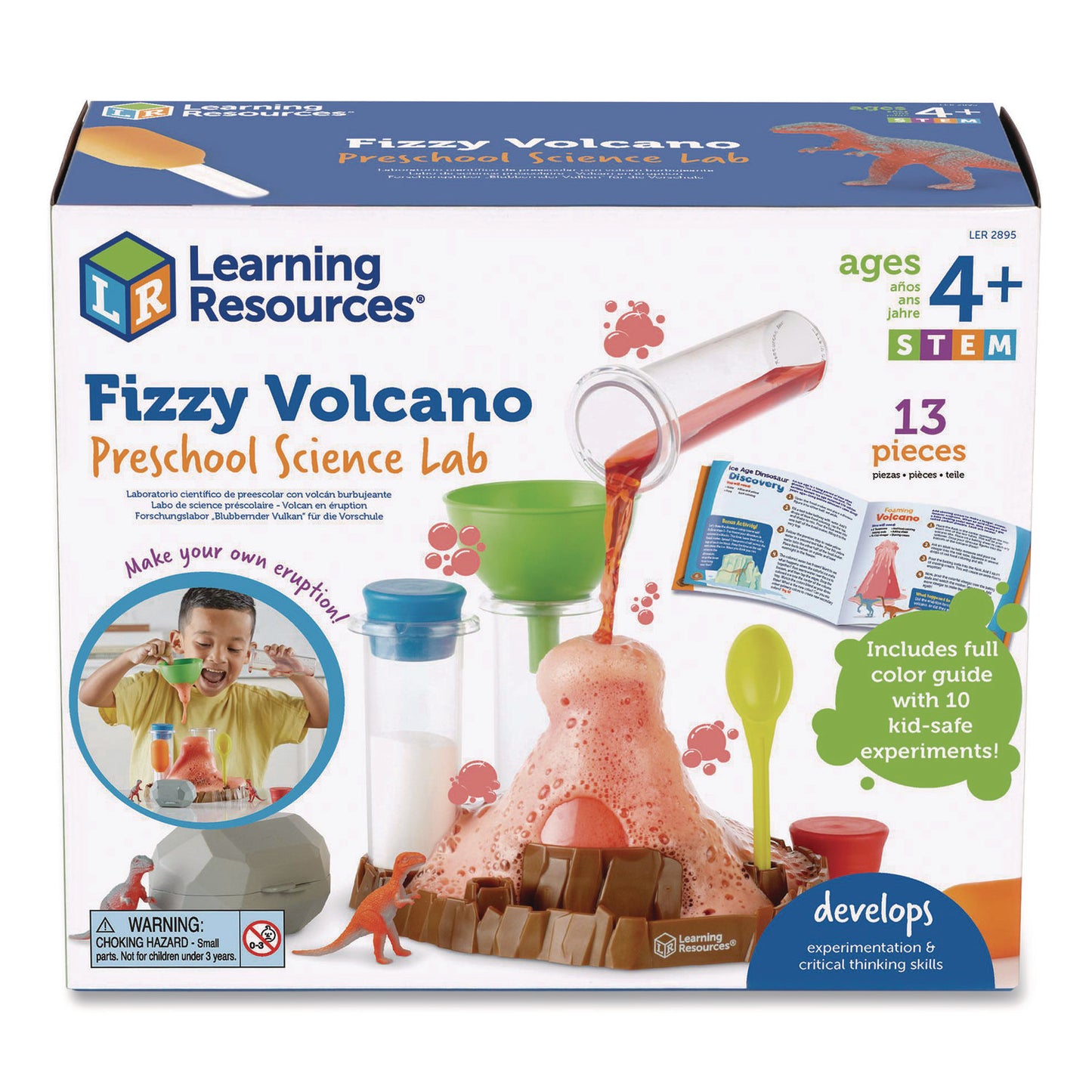 Learning Resources® Fizzy Volcano Preschool Science Lab, Grades Pre-K to 2, 13 Pieces (LRNLER2895)