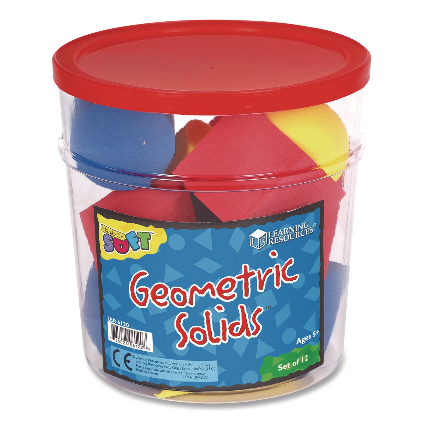 Learning Resources® Hands-On Soft Geometric Solids, Grades K to 5, 12 Pieces (LRNLER6120)