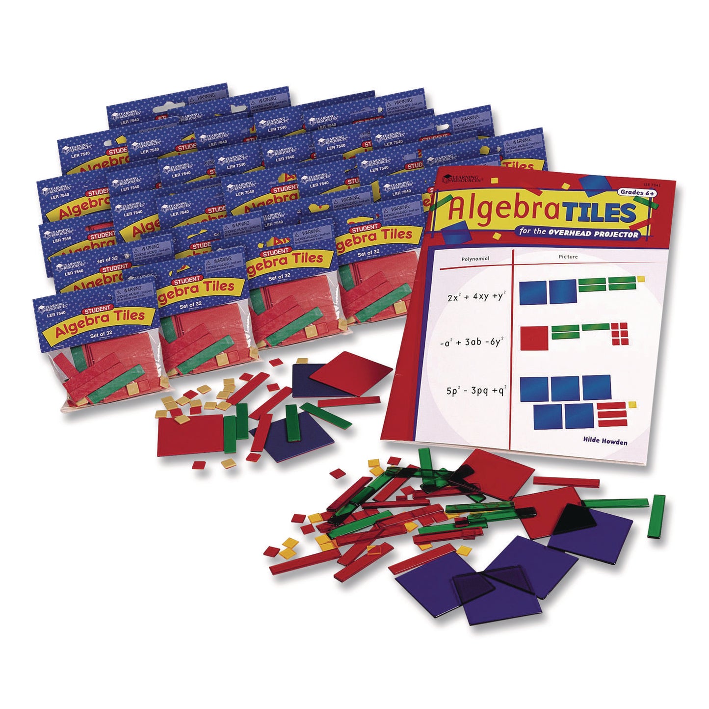 Learning Resources® Algebra Tiles Class Set, Grades 7 to 9, 32 Pieces/Set, 30 Sets (LRNLER7547)
