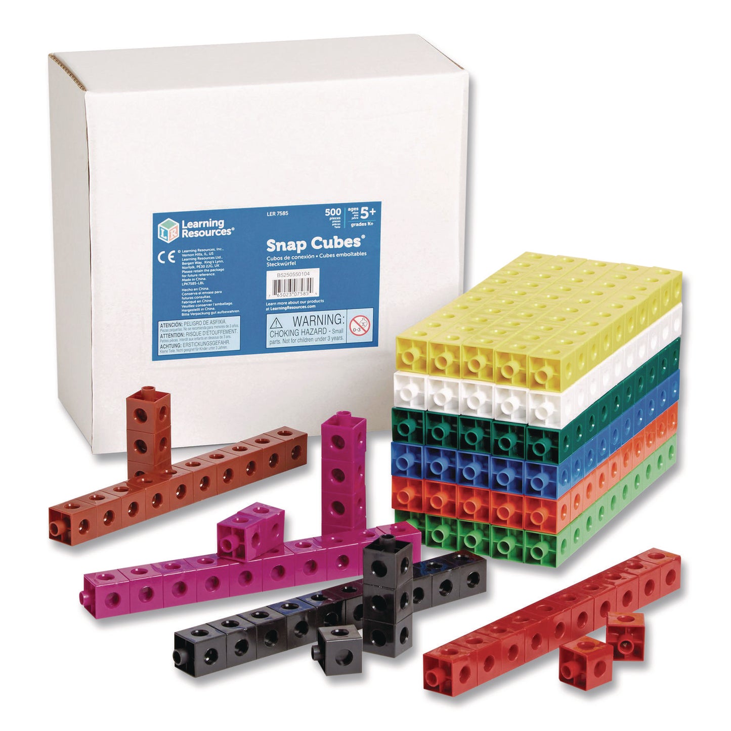Learning Resources® Snap Cubes, Grades K to 2, 500 Pieces (LRNLER7585)