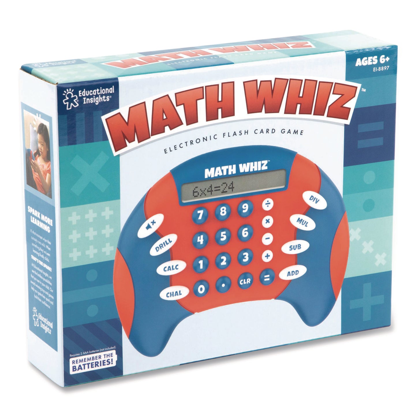 Educational Insights® Math Whiz, Three Game Modes, Four Subjects: Addition, Subtraction, Multiplication and Division, Grades 1 to 5 (EII8897)