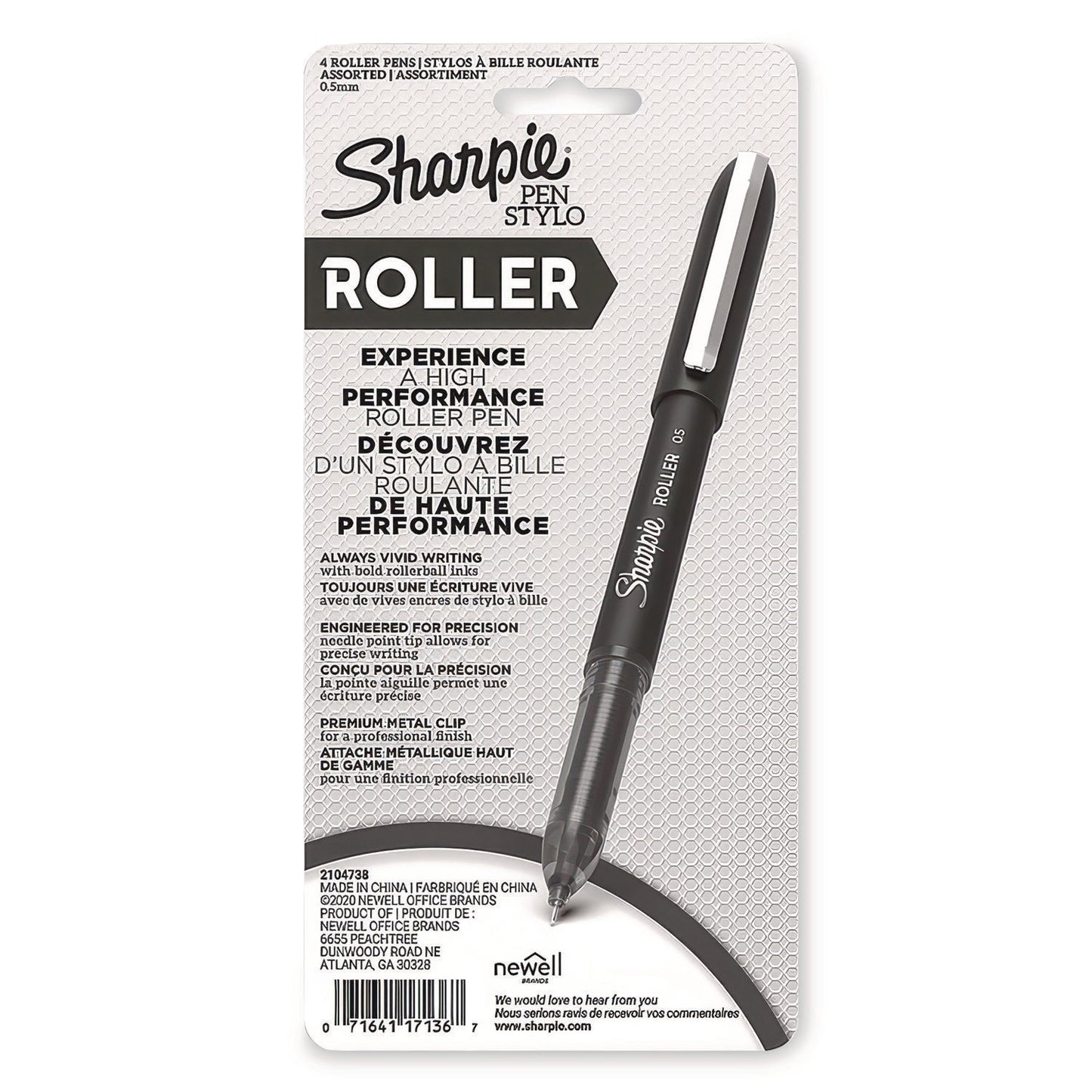 Sharpie® Roller Professional Design Rollerball Pen, Stick, Fine 0.5 mm, Assorted Ink and Barrel Colors, 4/Pack (SAN2093224)
