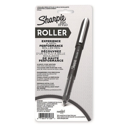 Sharpie® Roller Professional Design Rollerball Pen, Stick, Fine 0.5 mm, Assorted Ink and Barrel Colors, 4/Pack (SAN2093224)