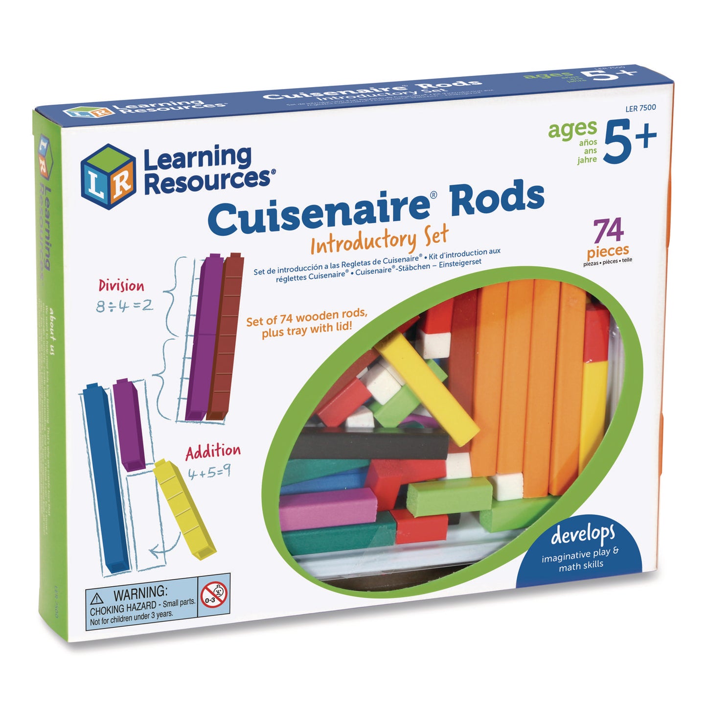 Learning Resources® Cuisenaire Rods Introductory Set, Grades Pre-K to 3, 74 Pieces (LRNLER7500)