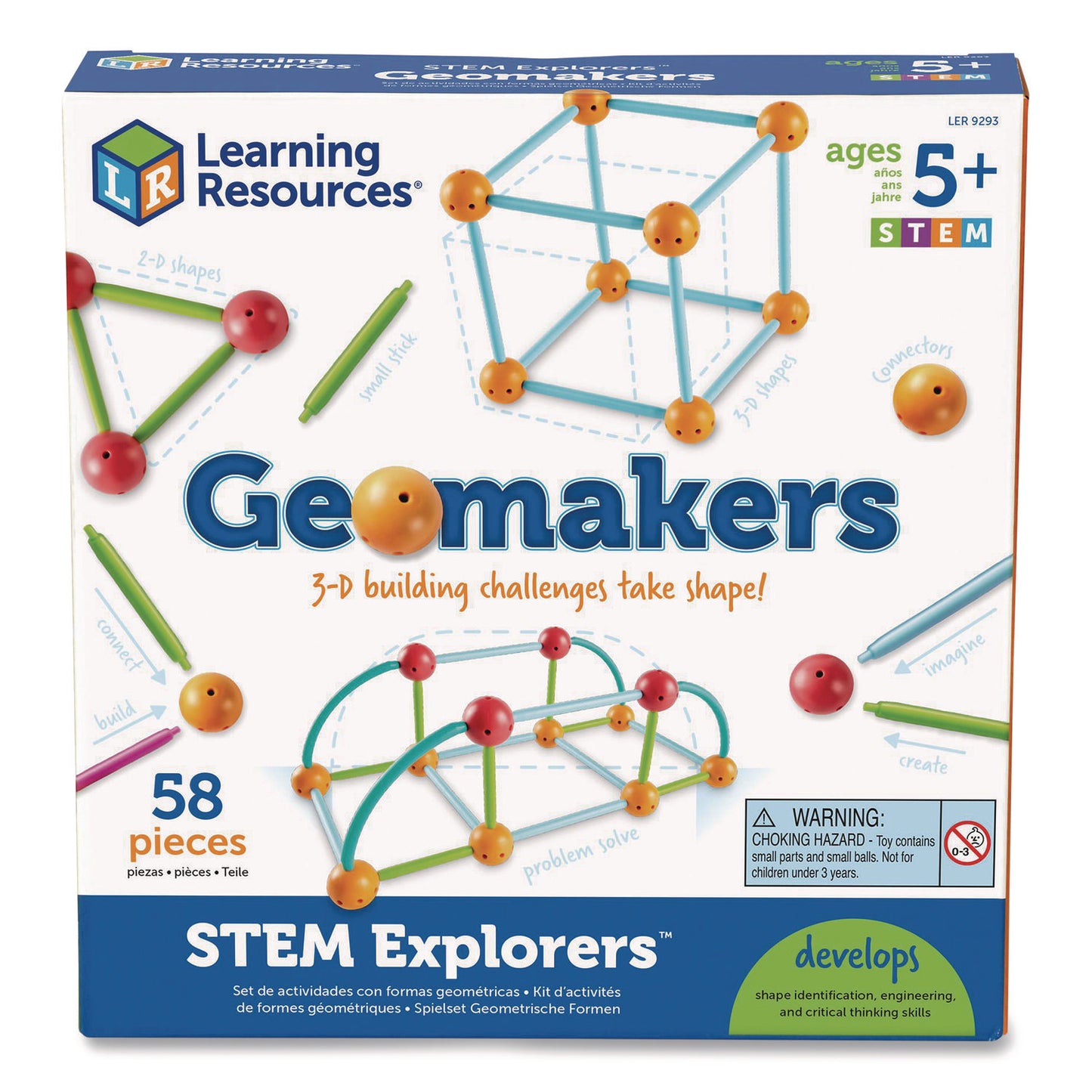 Learning Resources® STEM Explorers Geomakers, Grades K to 2, 58 Pieces (LRNLER9293)