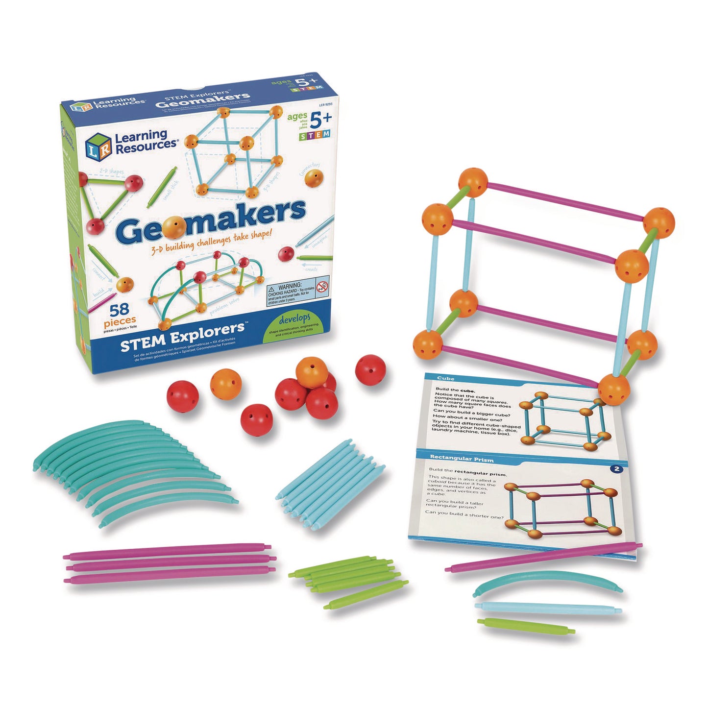 Learning Resources® STEM Explorers Geomakers, Grades K to 2, 58 Pieces (LRNLER9293)