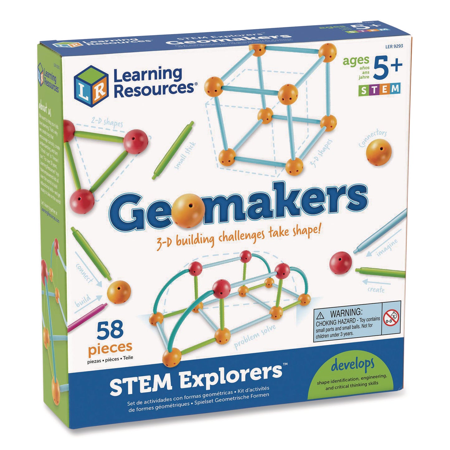 Learning Resources® STEM Explorers Geomakers, Grades K to 2, 58 Pieces (LRNLER9293)