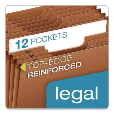 Pendaflex® Heavy-Duty Expanding File, 12 Sections, 1/3-Cut Tabs, Legal Size, Redrope (PFXR219MHD)