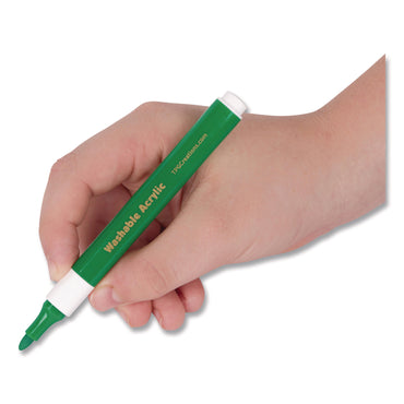 TPG Creations™ Washable Acrylic Markers, Fine Bullet Tip, Assorted Colors, 12/Pack (TPG496)