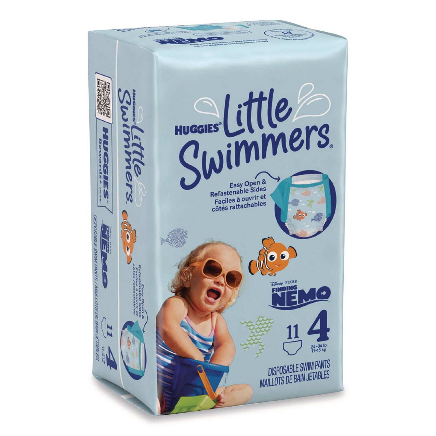 Huggies® Little Swimmers, Size 4, Baby Weight 24 lbs to 34 lbs, Blue, 11/Pack, 8 Packs/Carton (KCM18342)
