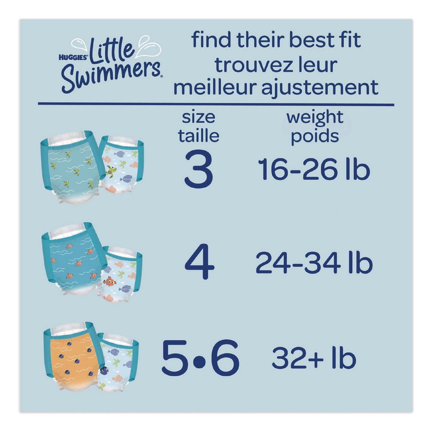 Huggies® Little Swimmers, Size 4, Baby Weight 24 lbs to 34 lbs, Blue, 11/Pack, 8 Packs/Carton (KCM18342)