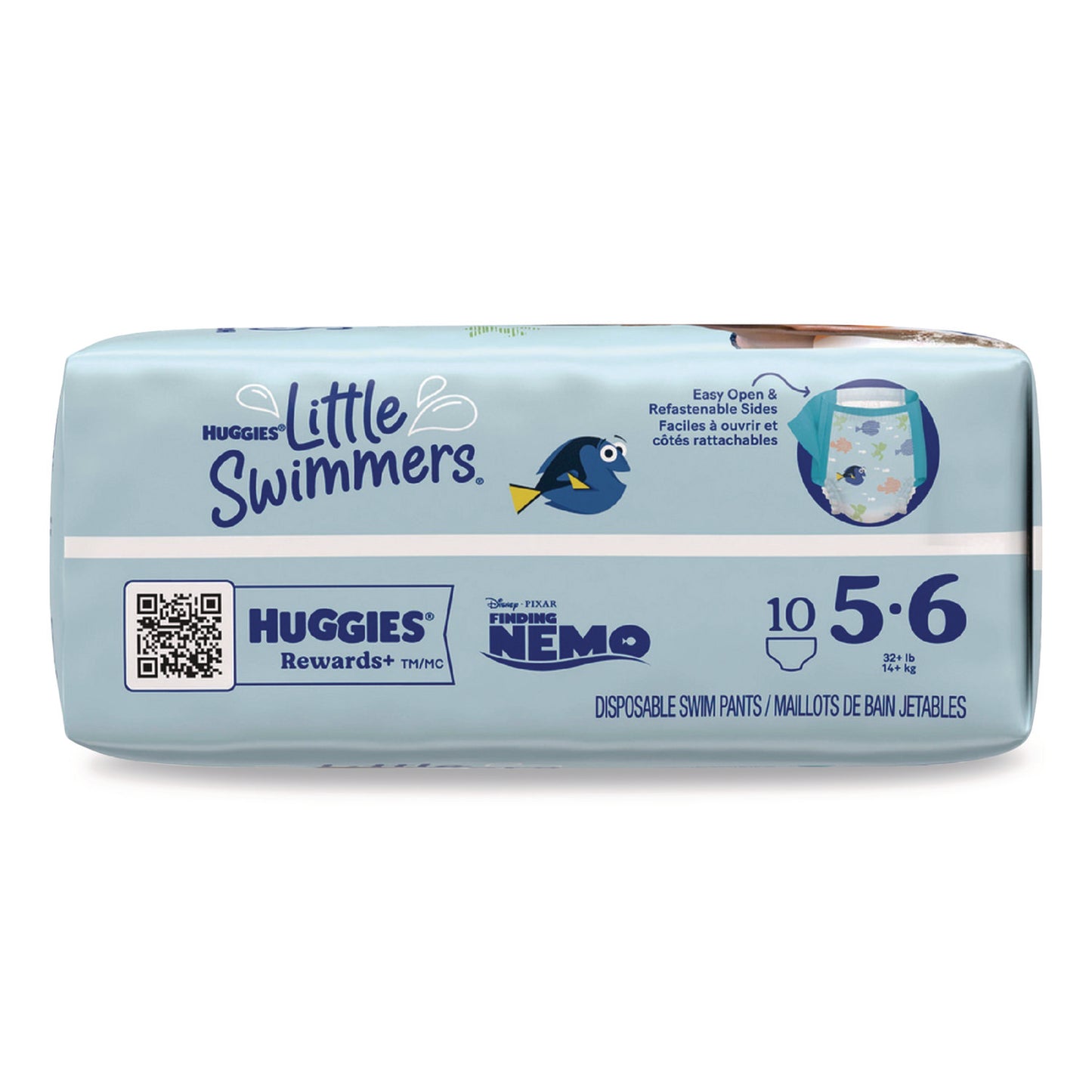 Huggies® Little Swimmers, Size 5-6, Baby Weight 32 lbs and Up, Blue, 10/Pack, 8 Packs/Carton (KCM18345)
