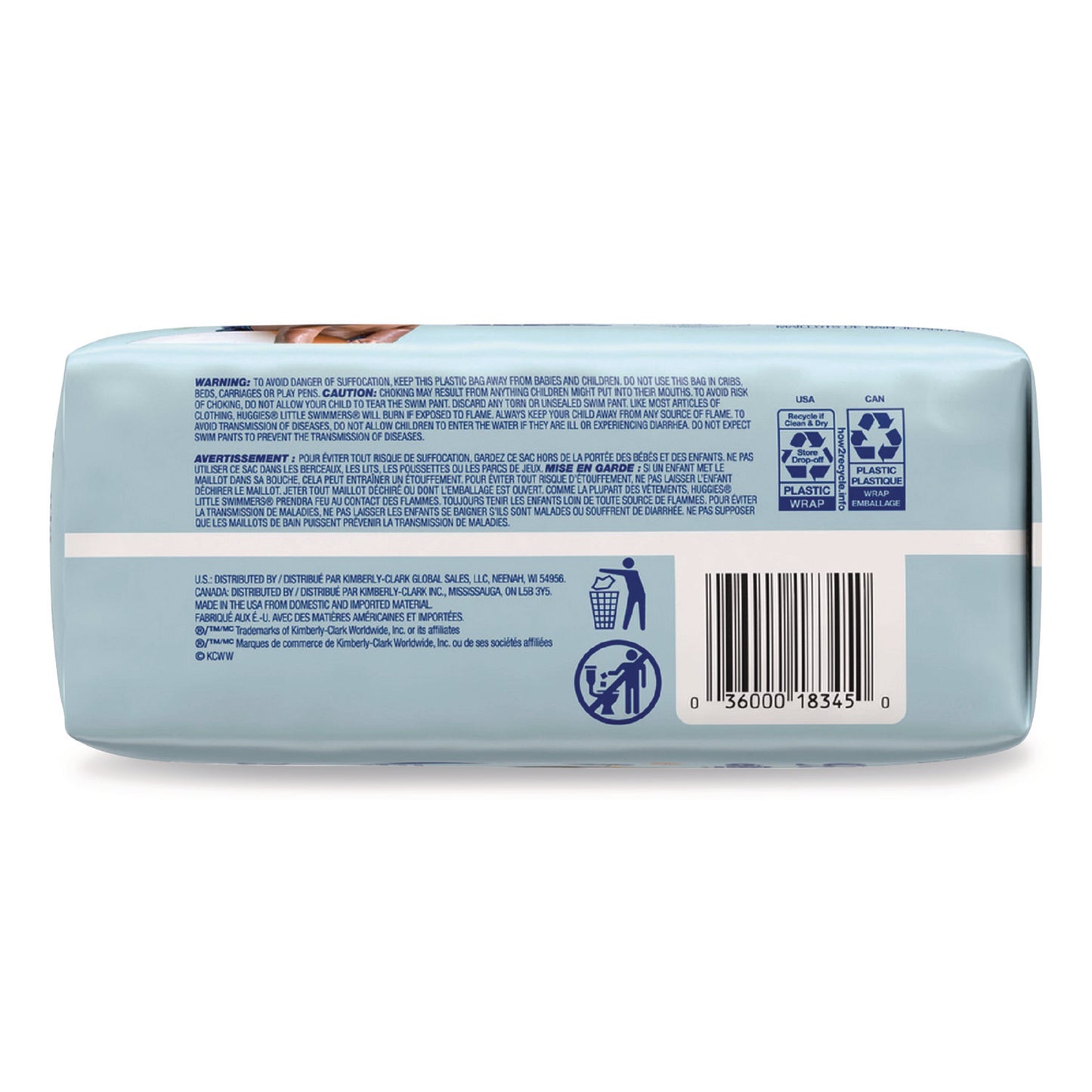 Huggies® Little Swimmers, Size 5-6, Baby Weight 32 lbs and Up, Blue, 10/Pack, 8 Packs/Carton (KCM18345)