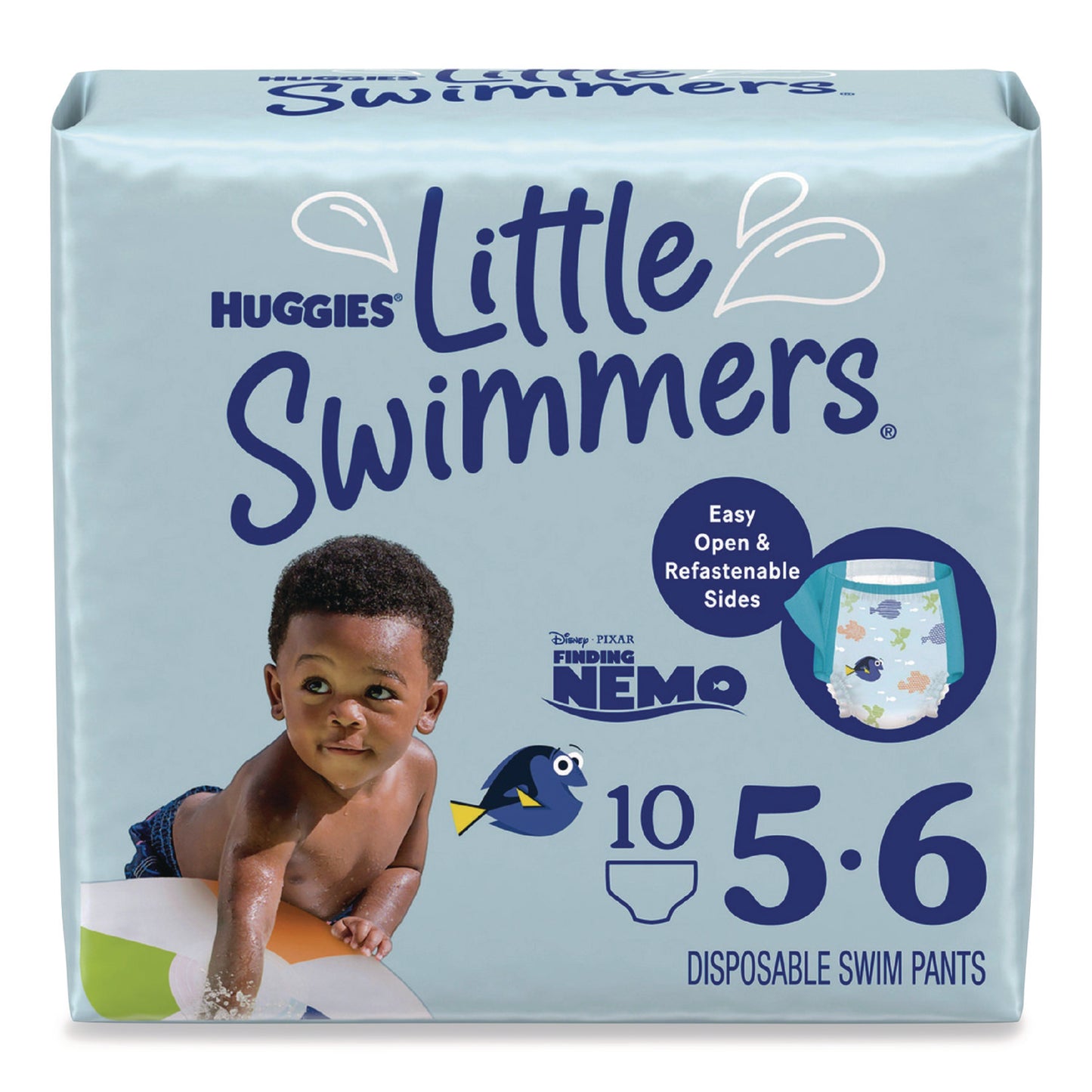 Huggies® Little Swimmers, Size 5-6, Baby Weight 32 lbs and Up, Blue, 10/Pack, 8 Packs/Carton (KCM18345)