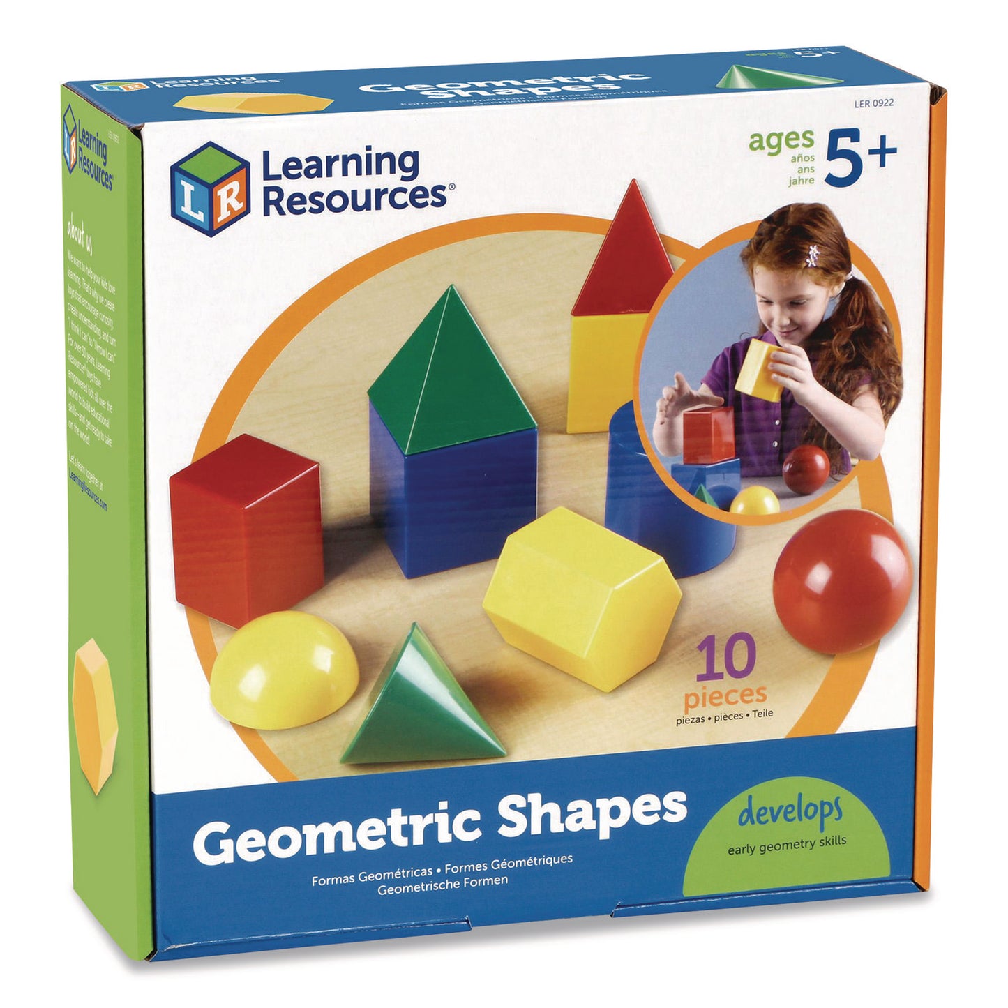 Learning Resources® Large Geometric Shapes, Grades K to 5, 10 Pieces (LRNLER0922)