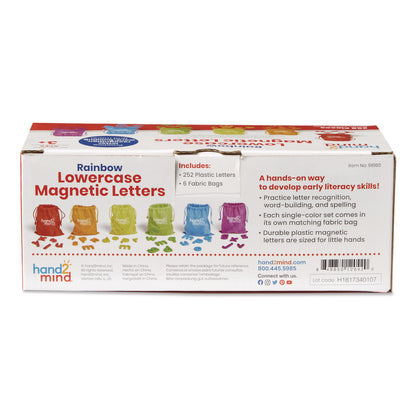 hand2mind® Rainbow Lowercase Magnetic Letters, 1.5" Tall, Assorted Color Characters, 6 Sets of 42 Pieces (HDM96160)