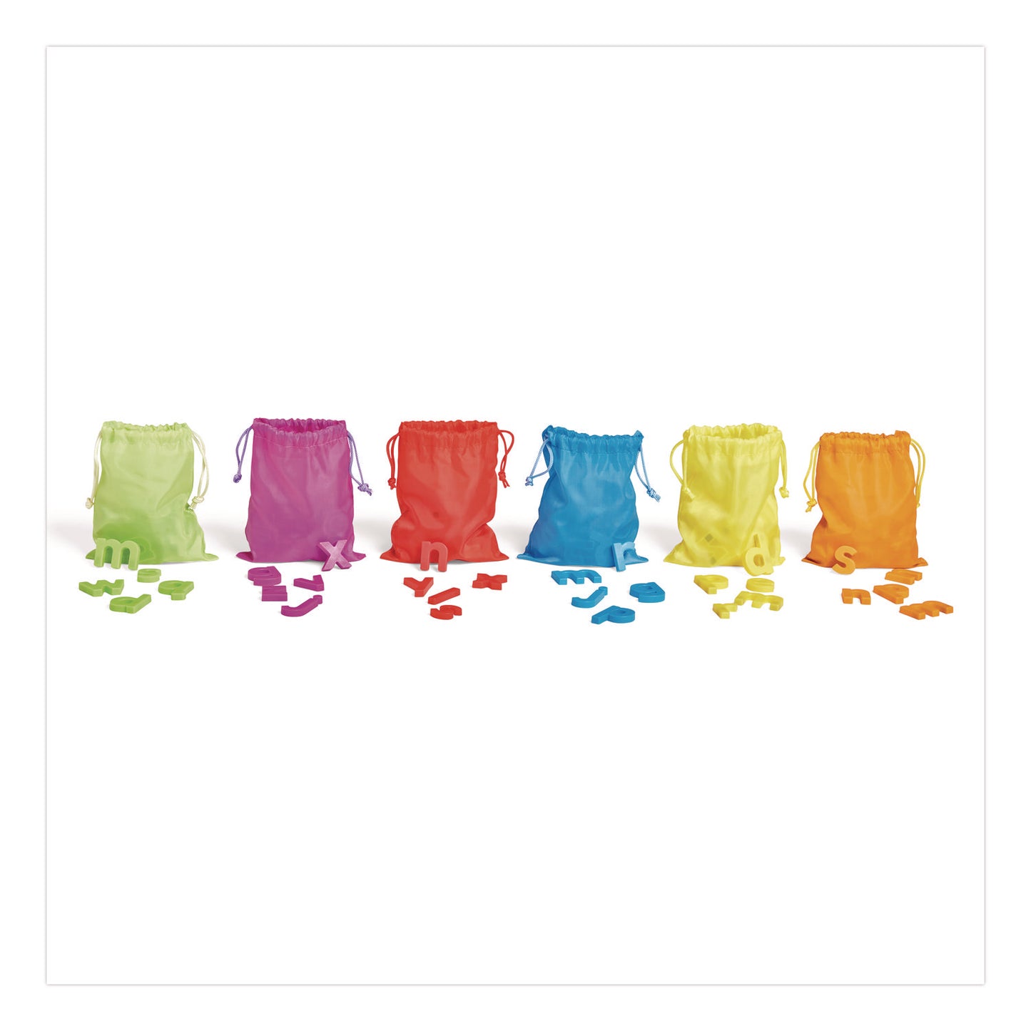 hand2mind® Rainbow Lowercase Magnetic Letters, 1.5" Tall, Assorted Color Characters, 6 Sets of 42 Pieces (HDM96160)