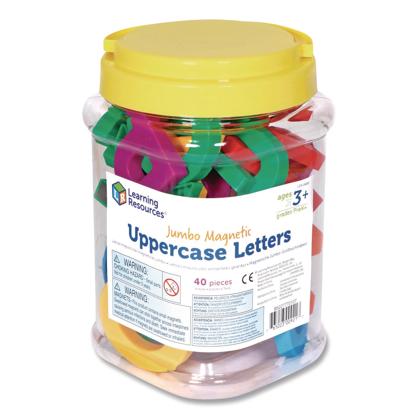 Learning Resources® Jumbo Uppercase Magnetic Letters, 2.5" Tall, Assorted Colors, 40 Pieces (LRNLER0450)