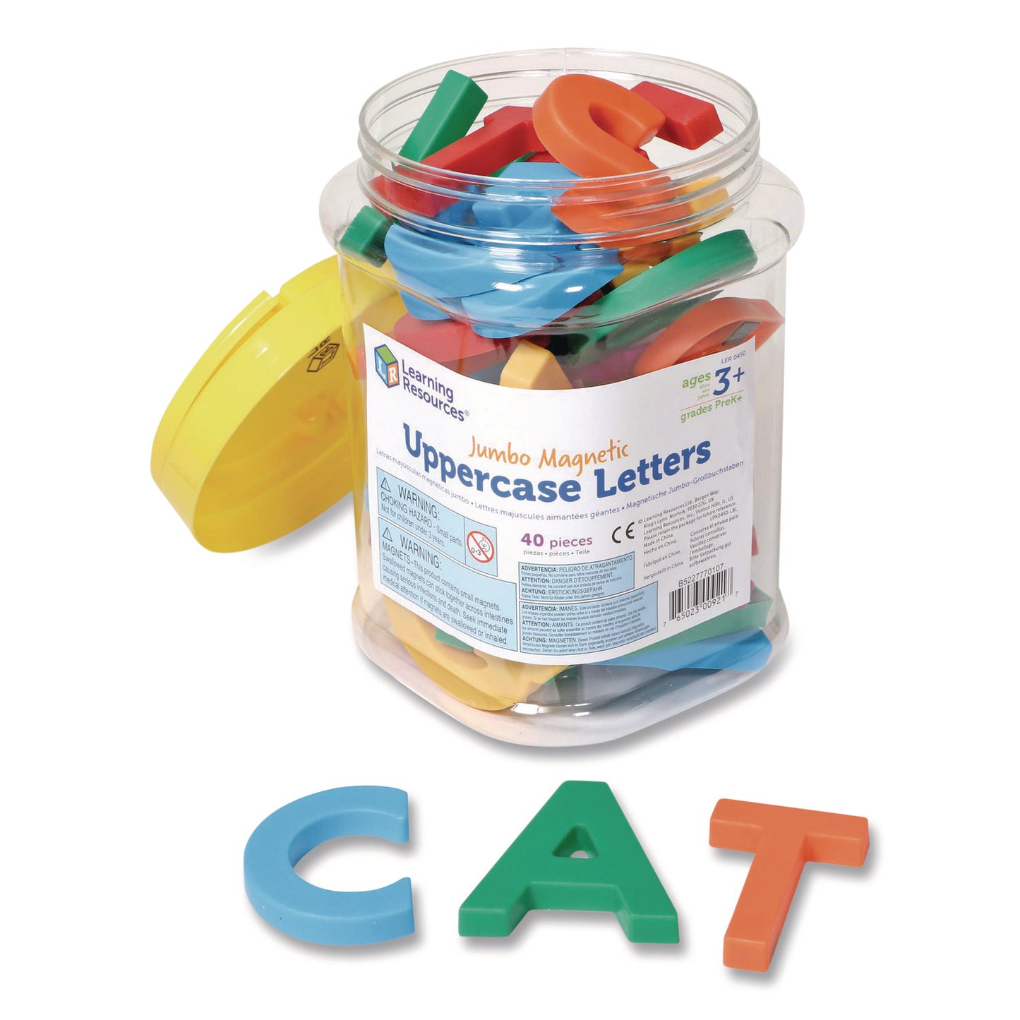 Learning Resources® Jumbo Uppercase Magnetic Letters, 2.5" Tall, Assorted Colors, 40 Pieces (LRNLER0450)