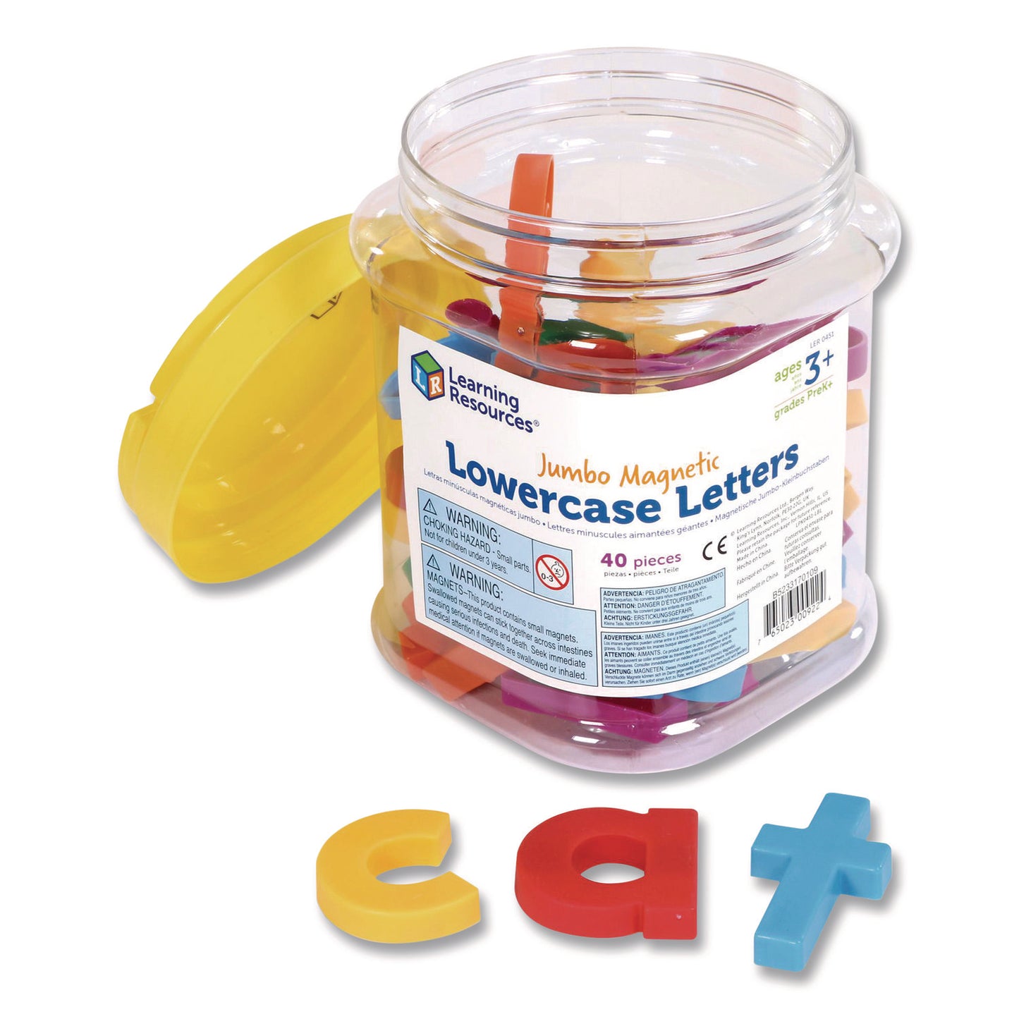 Learning Resources® Jumbo Lowercase Magnetic Letters, 1.5" Tall, Assorted Color Characters, 40 Pieces (LRNLER0451)