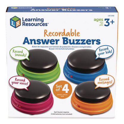 Learning Resources® Recordable Answer Buzzers, Ages 3 and Up, 4 Buzzers (LRNLER3769)