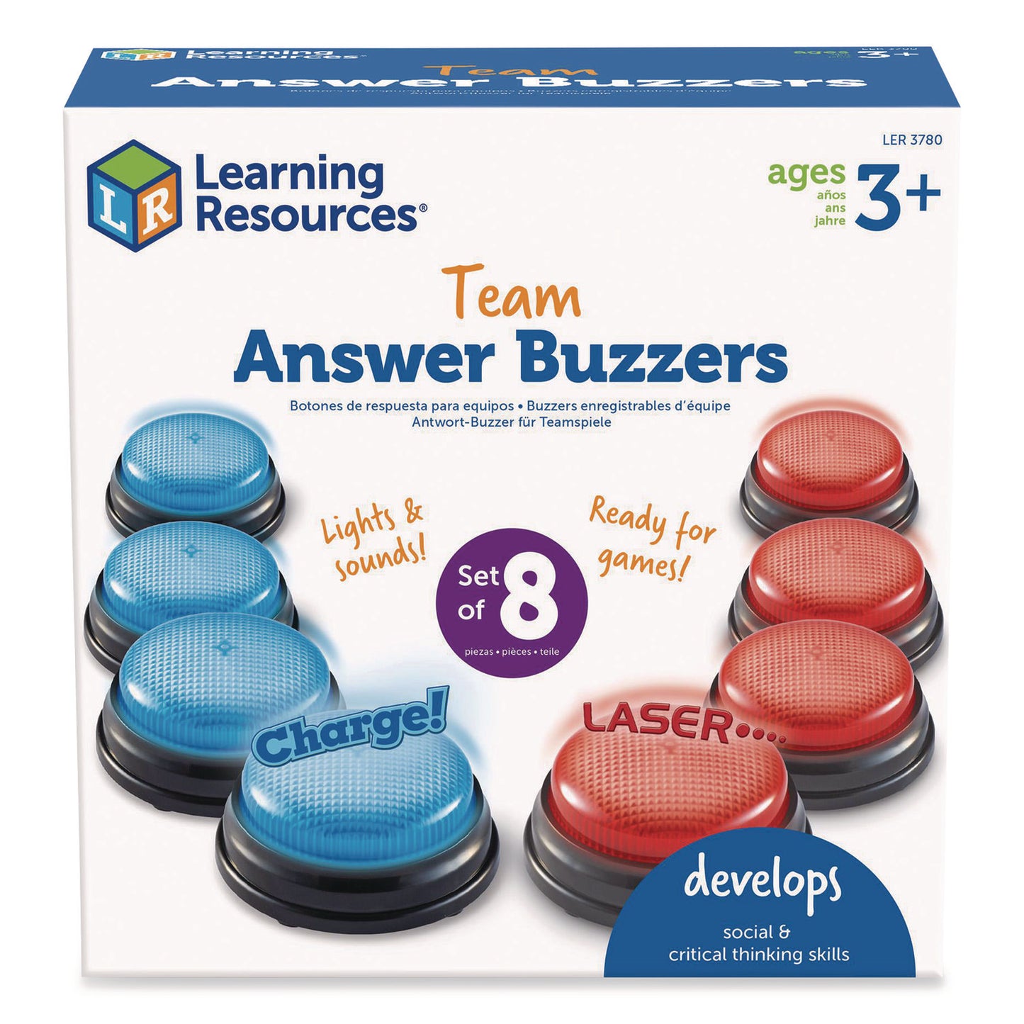 Learning Resources® Team Answer Buzzers, Ages 3 and Up, 4 Buzzers (LRNLER3780)