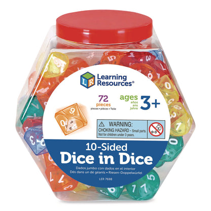 Learning Resources® 10-Sided Double-Decahedra Dice in Dice, Ages 6 to 10, 72 Dice (LRNLER7698)